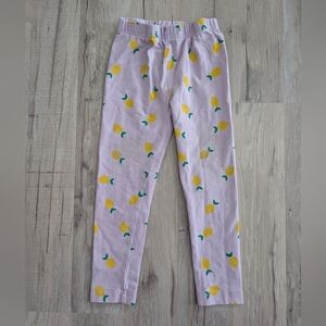 Hanna Andersson Purple Lemon Print Leggings, 4T (Z5)